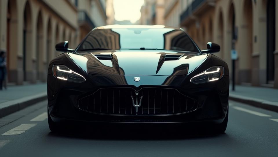 Voiture détaillée sous la lumière à Lyon