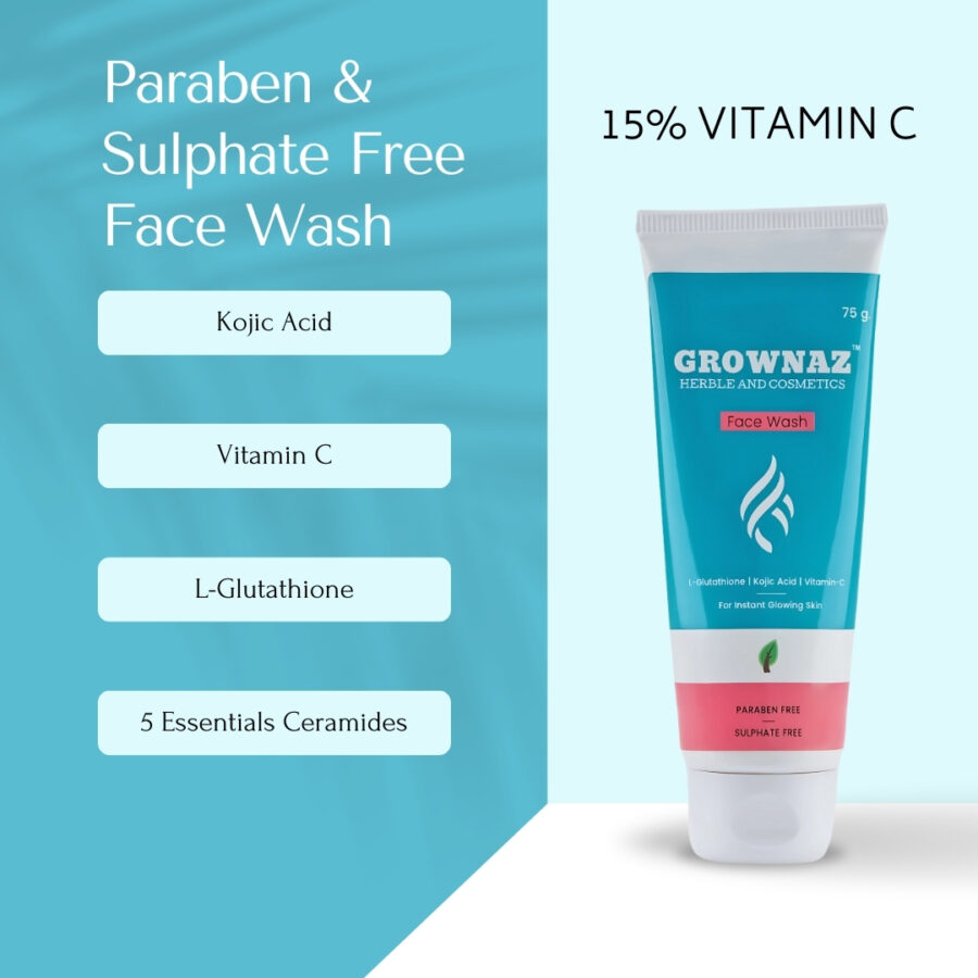 Grownaz Face Wash | L-glutathione | Kojic Acid | Vitamin c | Paraben Free | Sulphate Free - Image 2